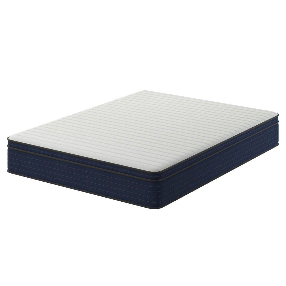 Alt View 1. PDTEND - 10-Inch Medium Firm Queen Hybrid Mattress - Cooling Gel Memory Foam & Pocket Spring - White+Blue.