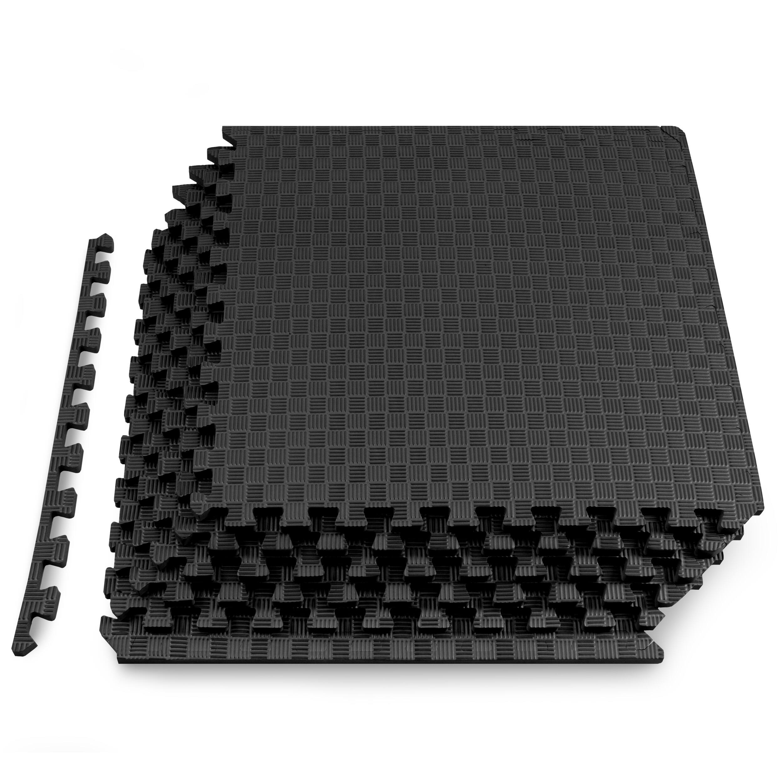 Front. ProsourceFit - ProsourceFit Checkered Exercise Puzzle Mat  1/2-in - Black.