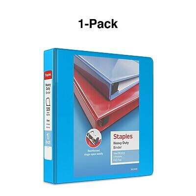 1-Pack Staples Heavy Duty Binder 325 1 Inch Reinforced Rings Open Easily