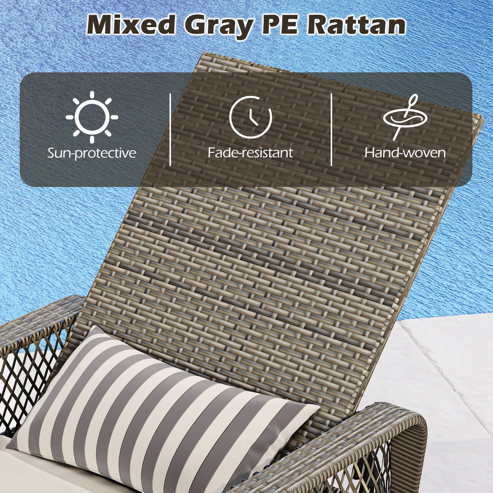 Mixed Gray PE Rattan, Sun-protective, Fade-resistant, Hand-woven