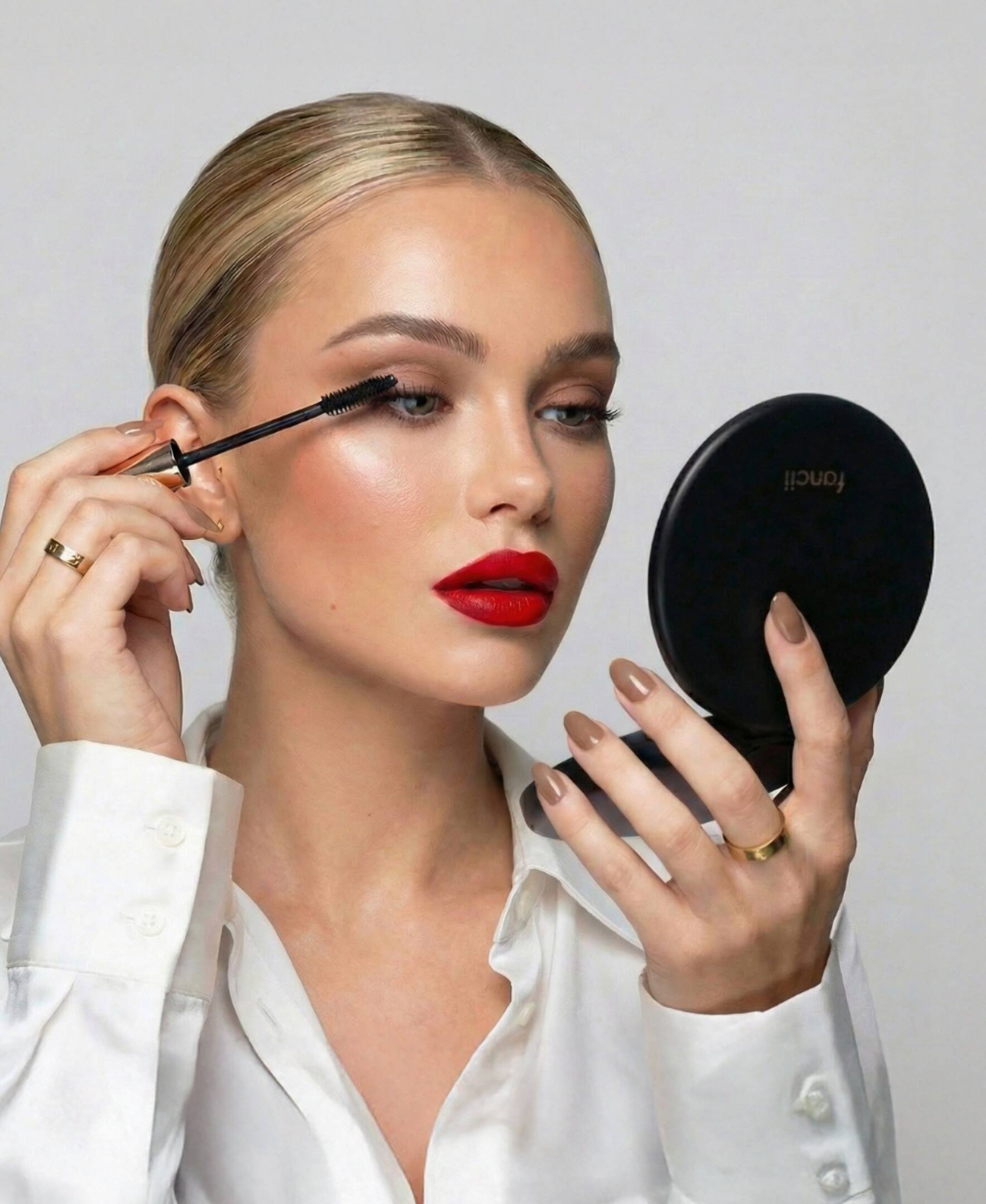 Alt View 2. fancii - Taylor LED Compact Mirror - Black (Charcoal Chic).