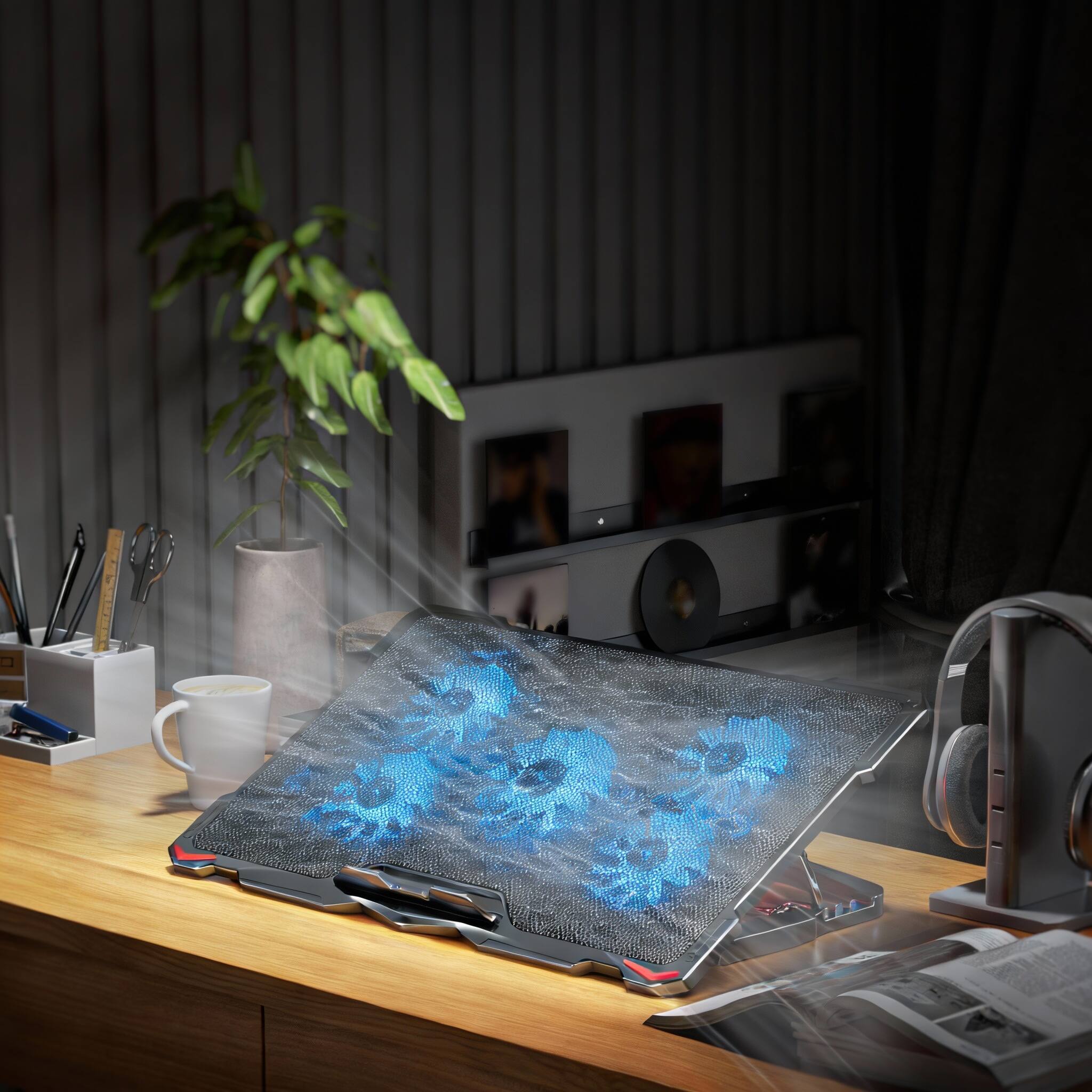 Alt View 1. Frangdom - Laptop Cooling Pad 5 Fans LED USB Notebook Cooler - Purple 5 fans 16.5x11.5x1.1 1.93lbs.