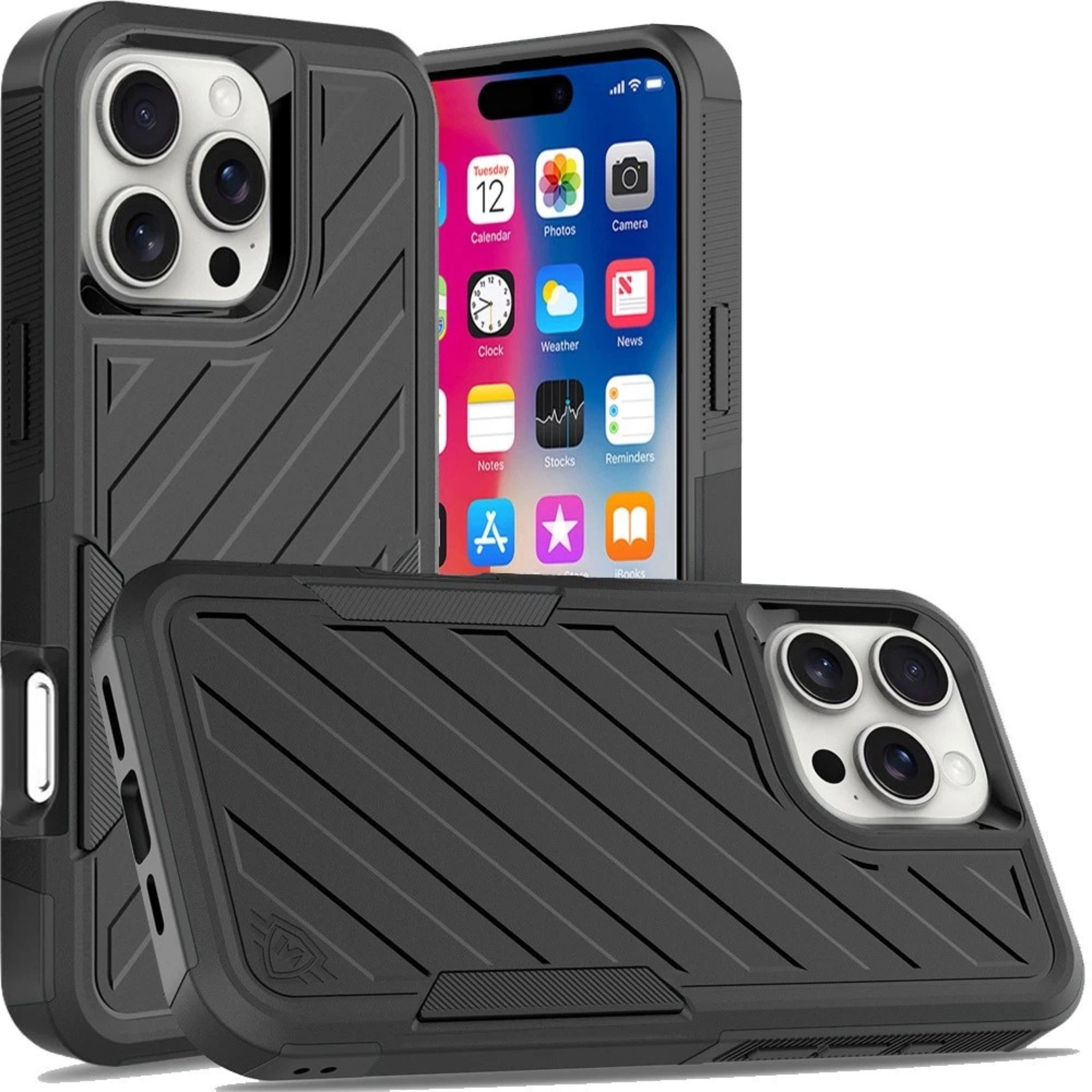 Kitcheniva - Dual Layer Shockproof Rugged Case With Tempered Glass For iPhone 16 Pro 6.3 Inch - Black price history on PriceWatchPro