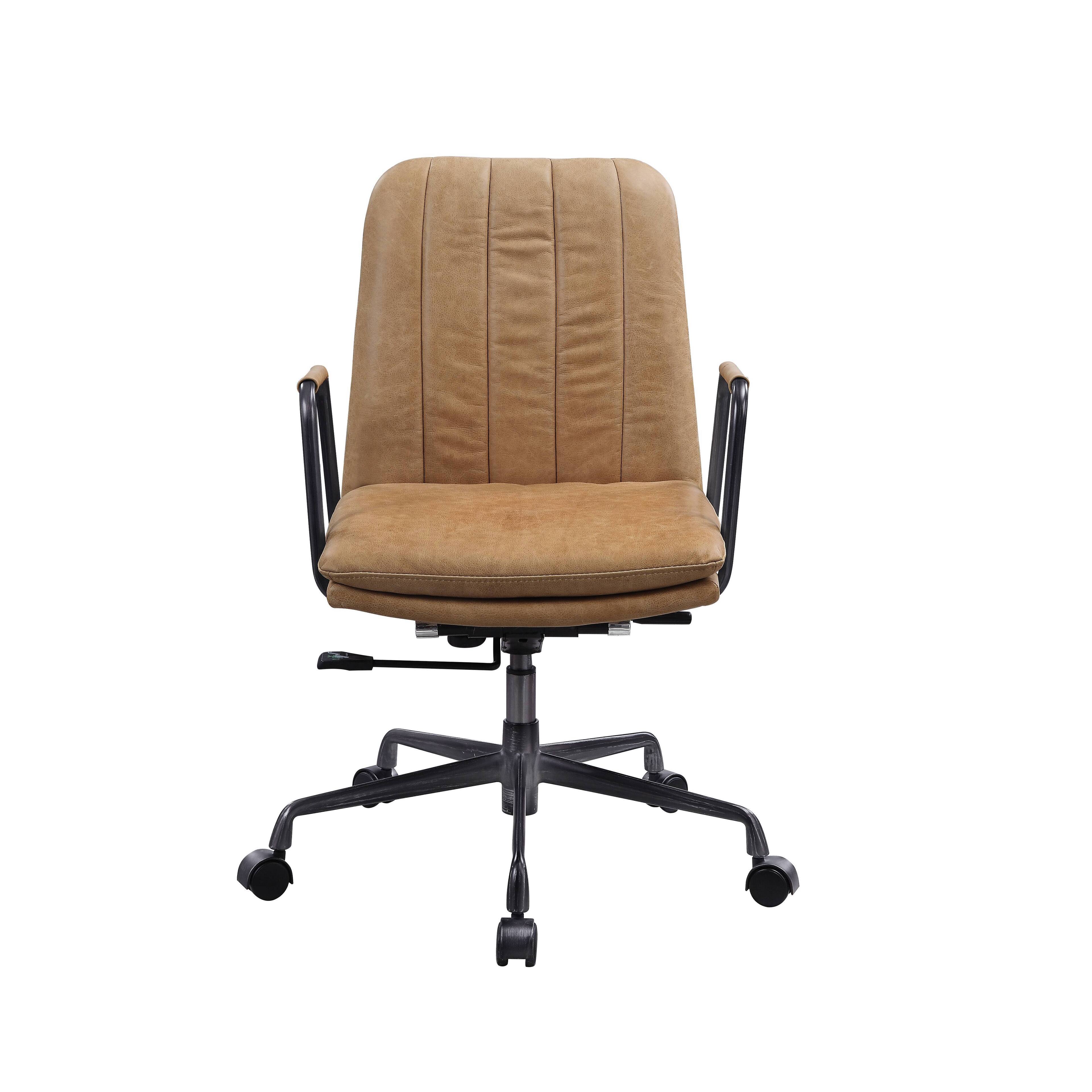 Back. Spaco - Spaco 360 Degree Swivel Executive Office Chair, Adjustable Height, Top Grain Leather, Casters and Comfort, Office Home - Brown.