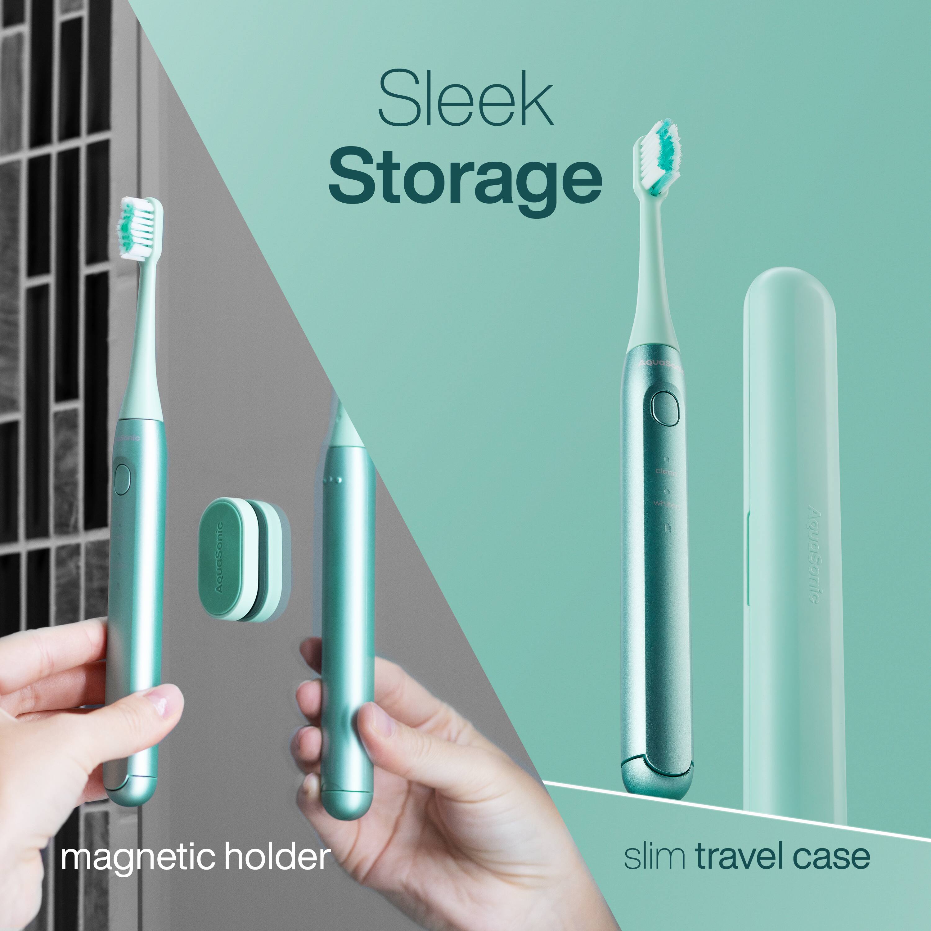 Sleek Storage  
Acuasonic  
AquaSonia  
magnetic holder  
slim travel case
