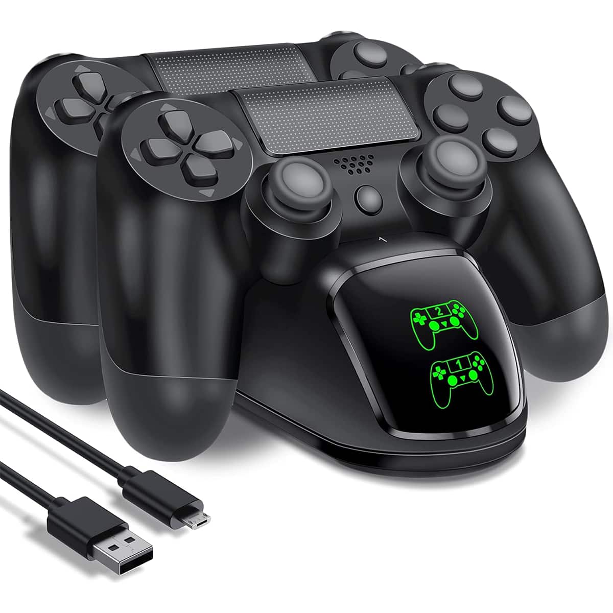 Cluzine - PS4 Controller Charging Dock Dual Charger for PS4 Slim with LED Display & Charging Indicator Fast Charging Station