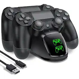 Cluzine - PS4 Controller Charging Dock Dual Charger for PS4 Slim with LED Display & Charging Indicator Fast Charging Station