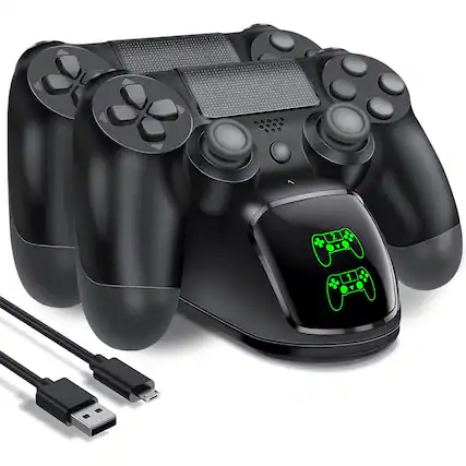 Front. Cluzine - For PS4 Controller Charging Dock Dual Charger for PS4 Slim with LED Display & Charging Indicator Fast Charging Station.
