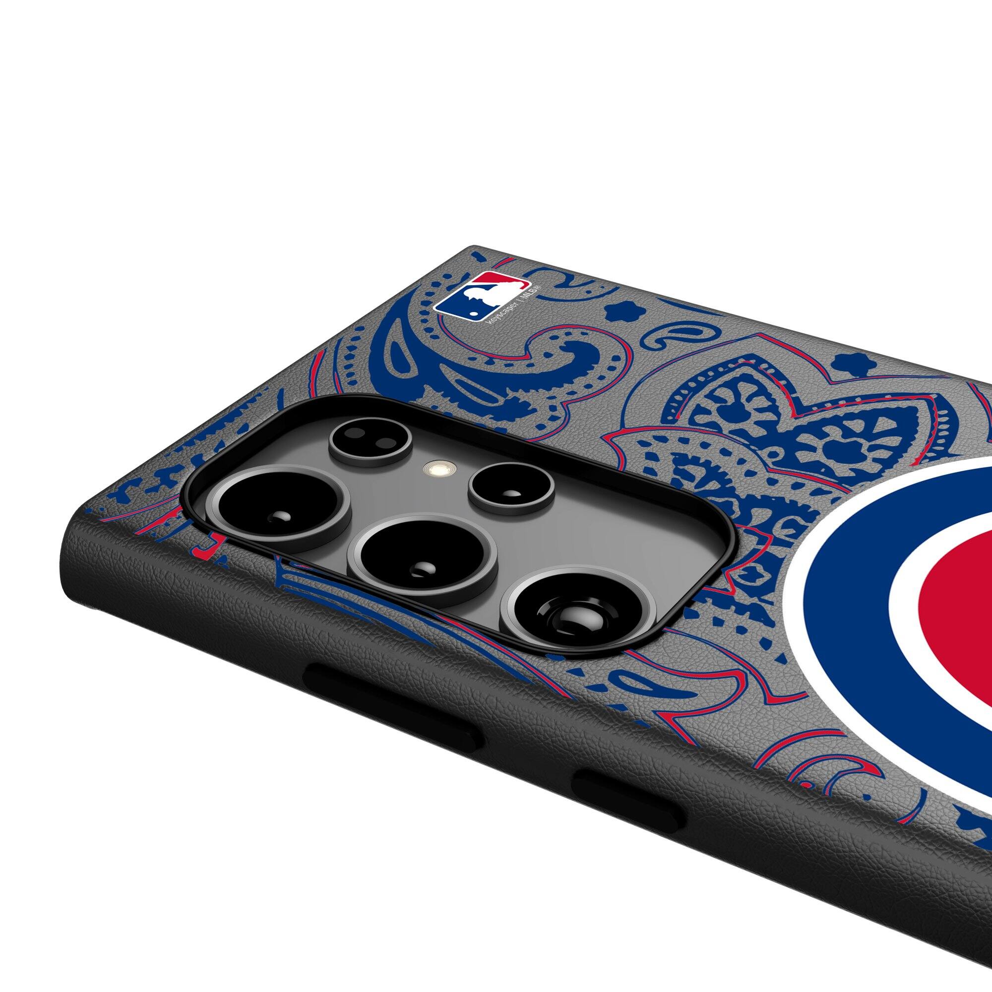 Alt View 3. Keyscaper - Chicago Cubs Paisley Galaxy Magnetic Bump Case - S24 Ultra - Black.