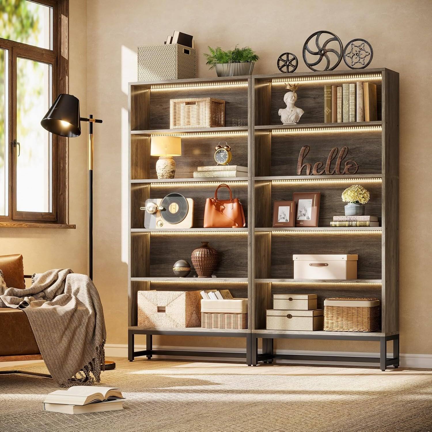Alt View 3. Tribesigns - Bookshelf with Engineered Wood Construction and Book and Decor Display for Living Room, Study and Bedroom - Brown.