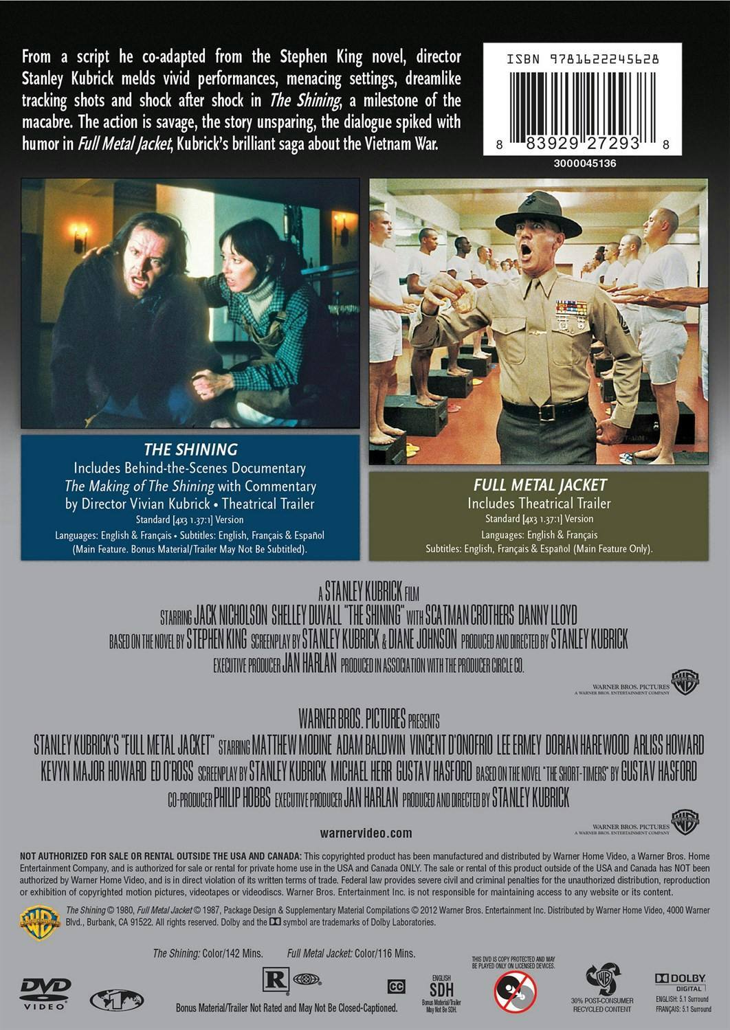 Back. Shining, The / Full Metal Jacket (DVD Double Feature) [DVD].