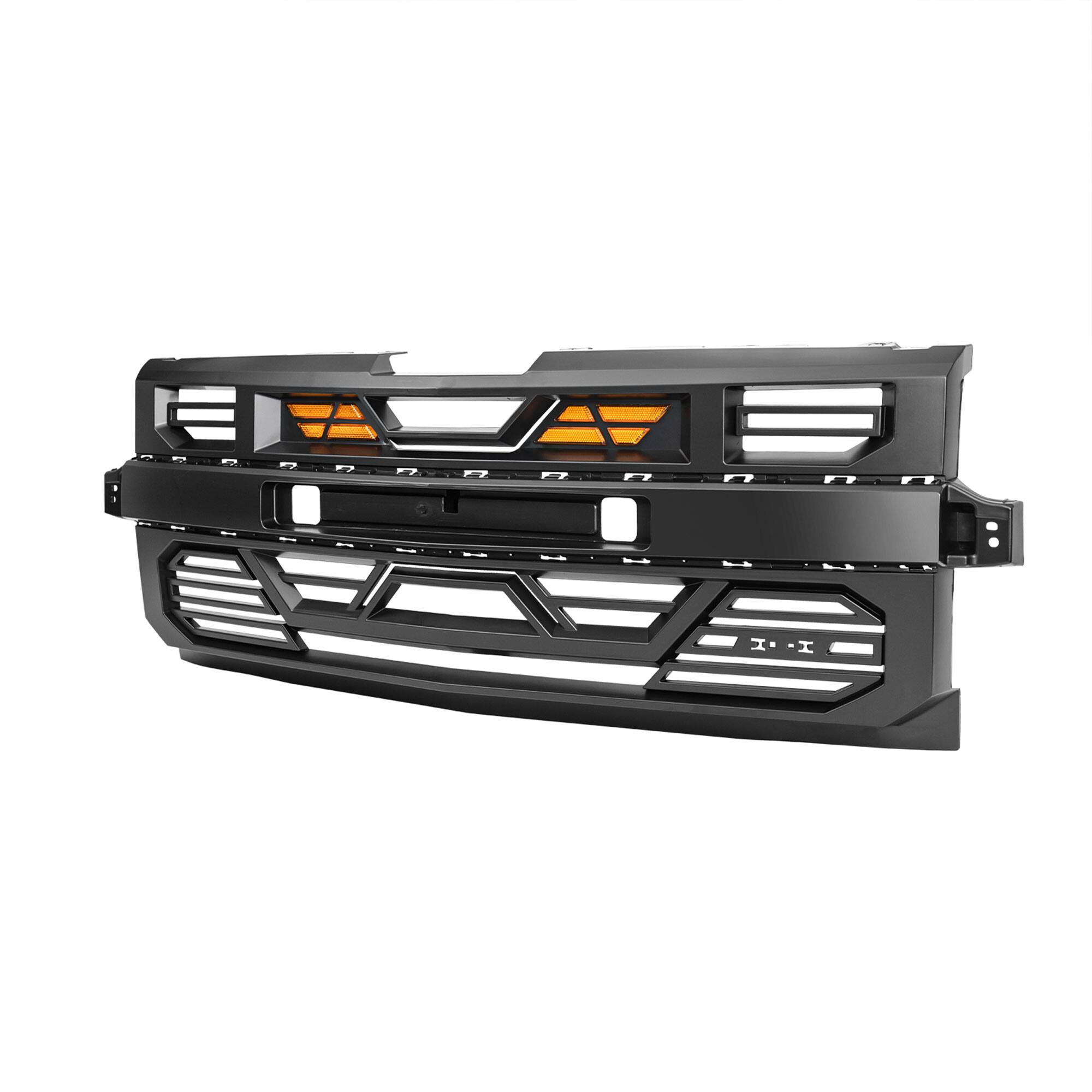 Alt View 8. AMERICAN MODIFIED - AMERICAN MODIFIED Grille w/Lights for 19-21 Chevy Silverado 1500, Matte Black - Matte Black.