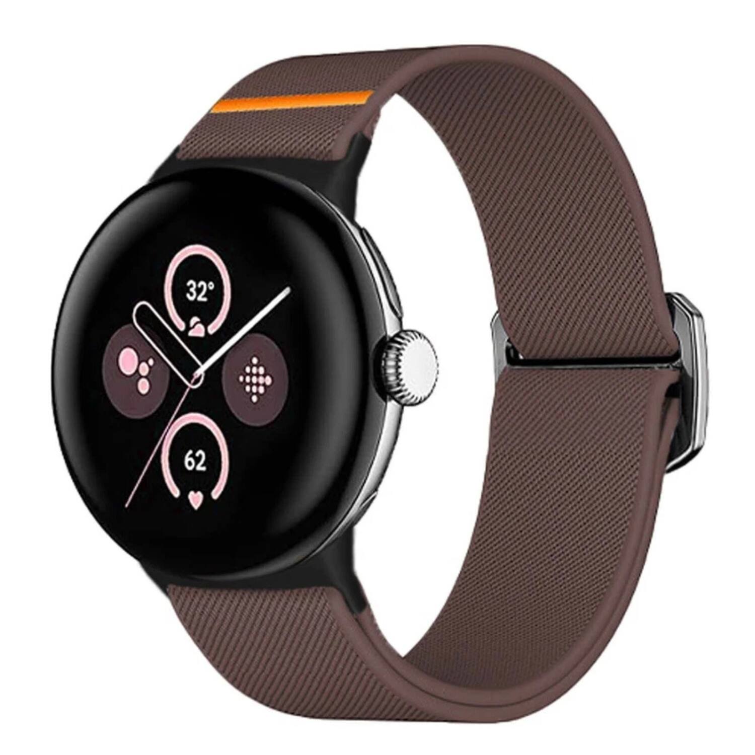 Front. Stock Preferred - Stretchy Solo Loop Band for Google Pixel Watch 3/2/1 (41mm) - Purple - Purple.