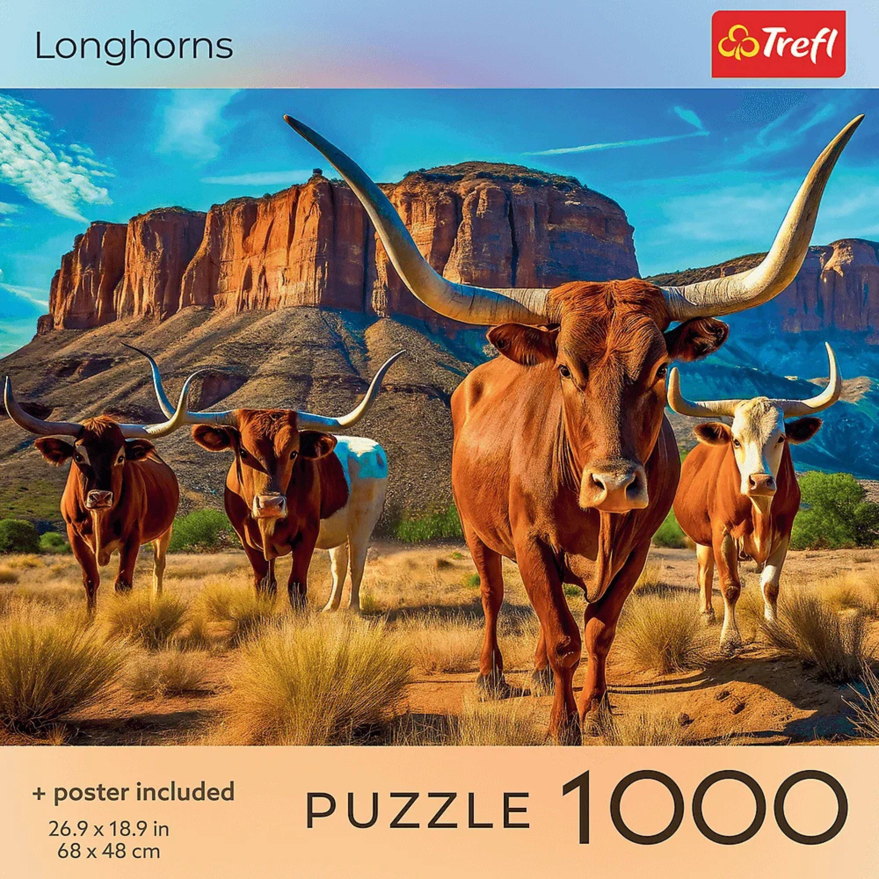 Longhorns  
Trefl  

+ poster included  
26.9 x 18.9 in  
68 x 48 cm  

PUZZLE 1000