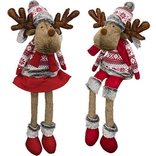 Front. BreeBe - Mr & Mrs Nordic Sweater Reindeer - 2 Asstd - Multi.