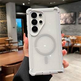 UUCOVER - For Samsung Galaxy S24 Ultra Magnetic Case Compatible with Magsafe Detachable 2 in1 Shockproof Frame Glitter Clear Cover - Gray