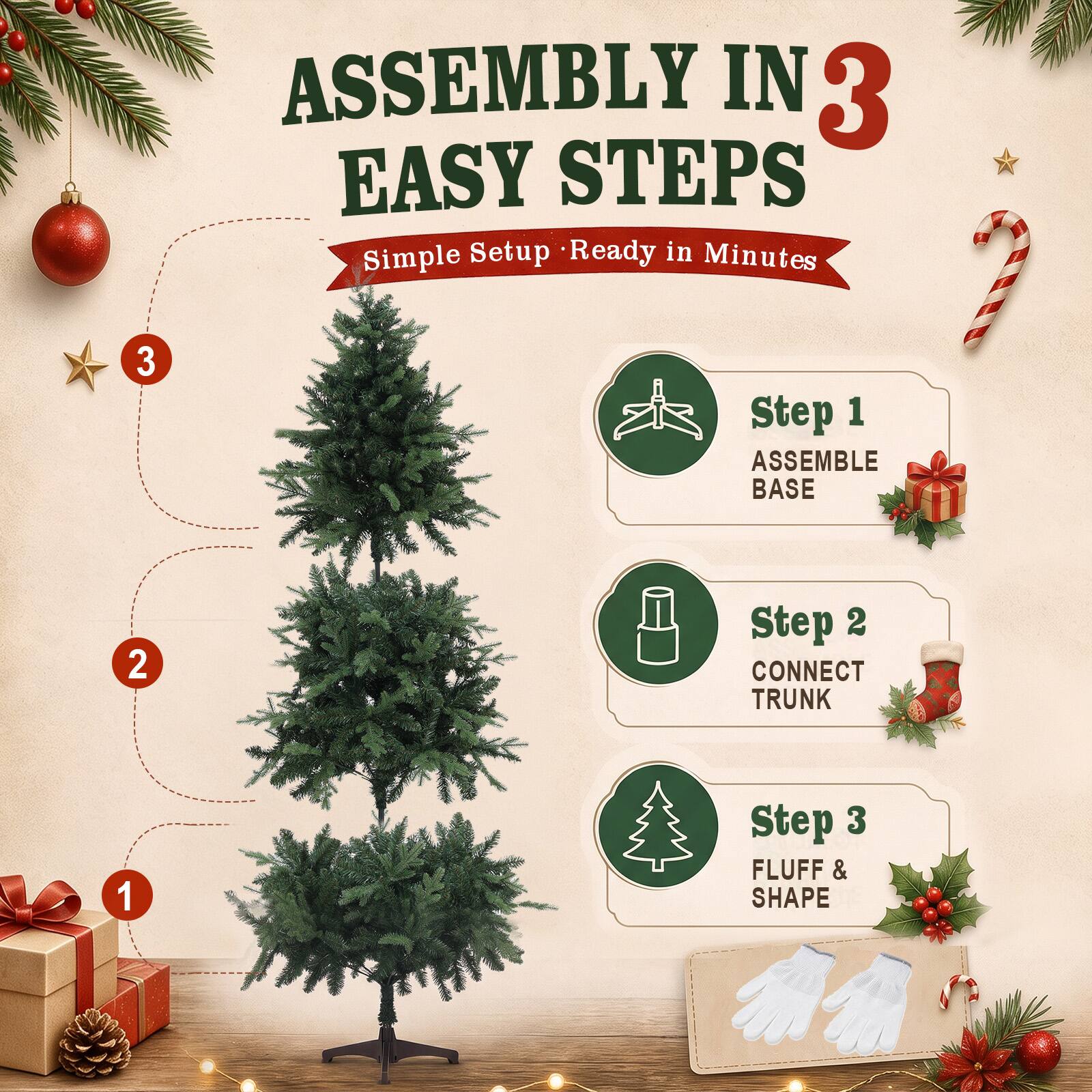 CloudRest Pro 6 ft Artificial Christmas Tree 1000+ Branch Tips Easy ...