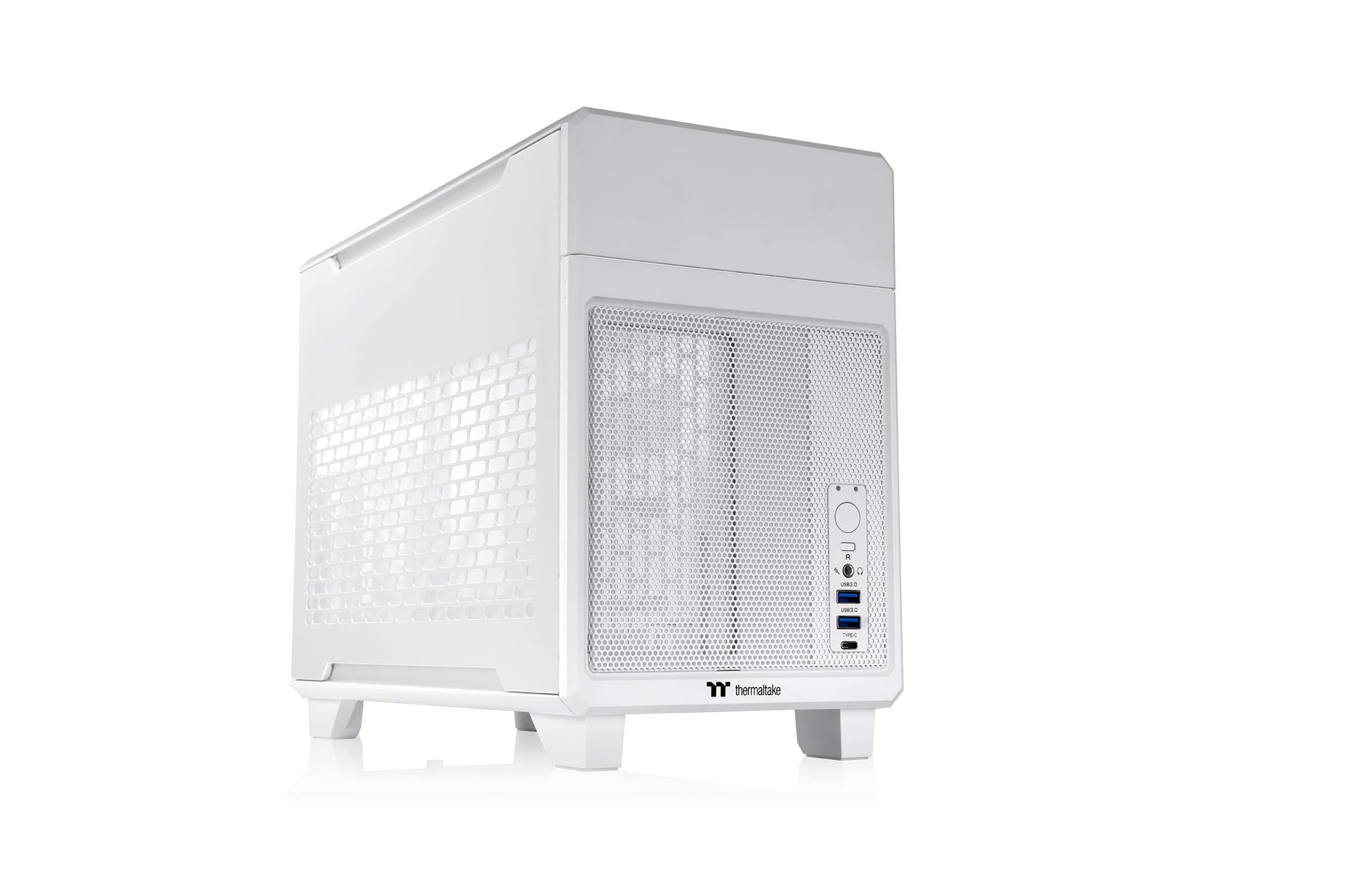 Thermaltake - TR100 SFF mITX Mini Tower PC Case with PCIe 4.0 Riser Cable Included - Snow - Front_Zoom