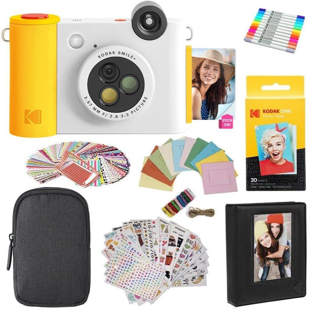 Kodak - Smile+ 2-in-1 Instant Print Camera Gift Bundle w/ Case, Zink 20pk & Accessories - White price history on PriceWatchPro