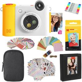 Kodak - Smile+ 2-in-1 Instant Print Camera Gift Bundle w/ Case, Zink 20pk & Accessories - White