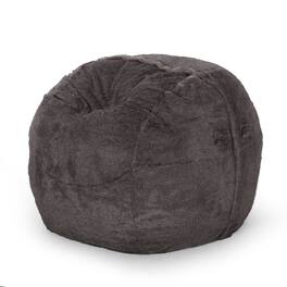 GOODSILO - Modern Faux Fur Bean Bag Chair with Removable Cover and High-Density Foam Filling - Brown+Beige