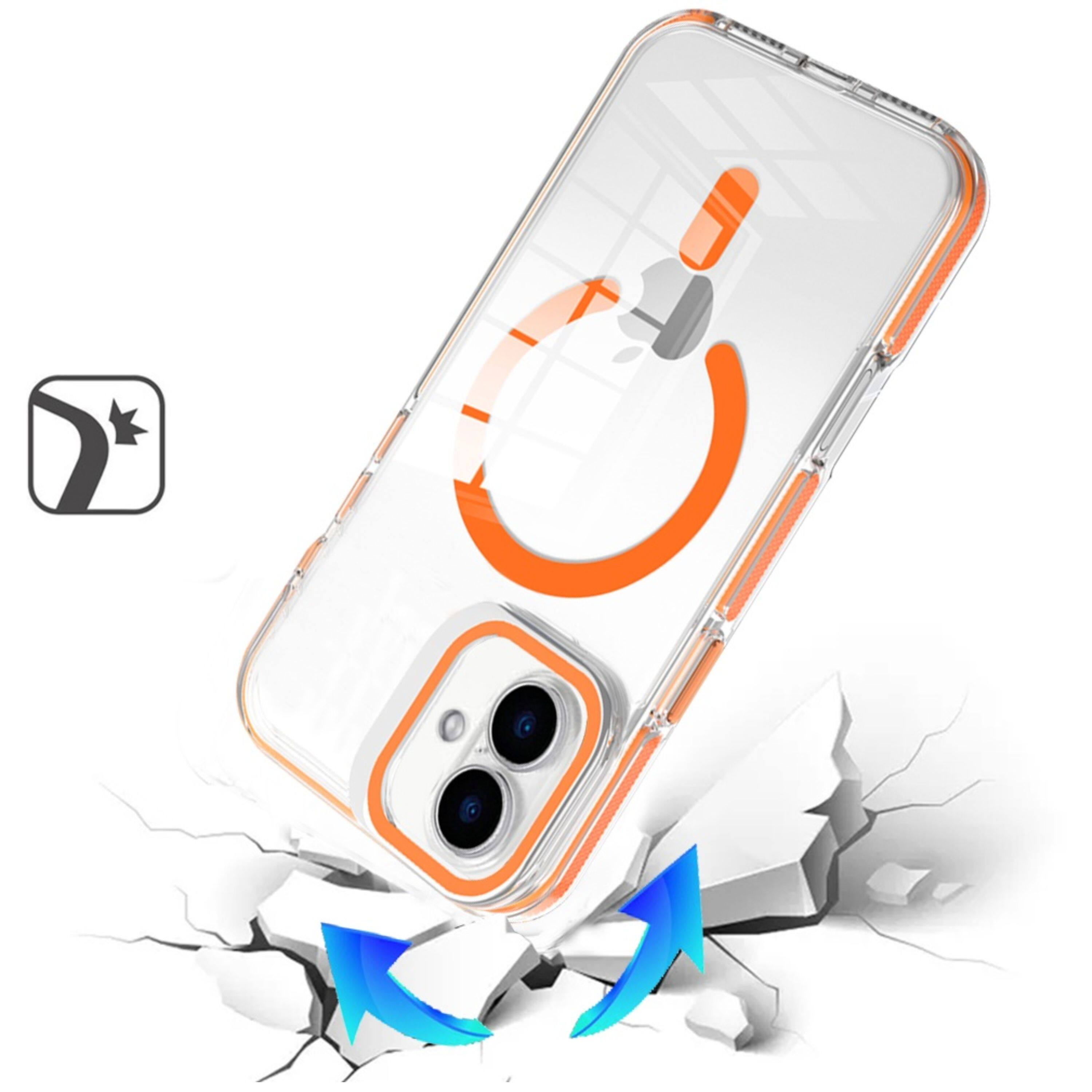 Left. Kitcheniva - Transparent Magnetic Circle Camera Lens Stand Cover Phone Case WIth Tempered Glass For iPhone 17 Cosmic Orange - Cosmic Orange.