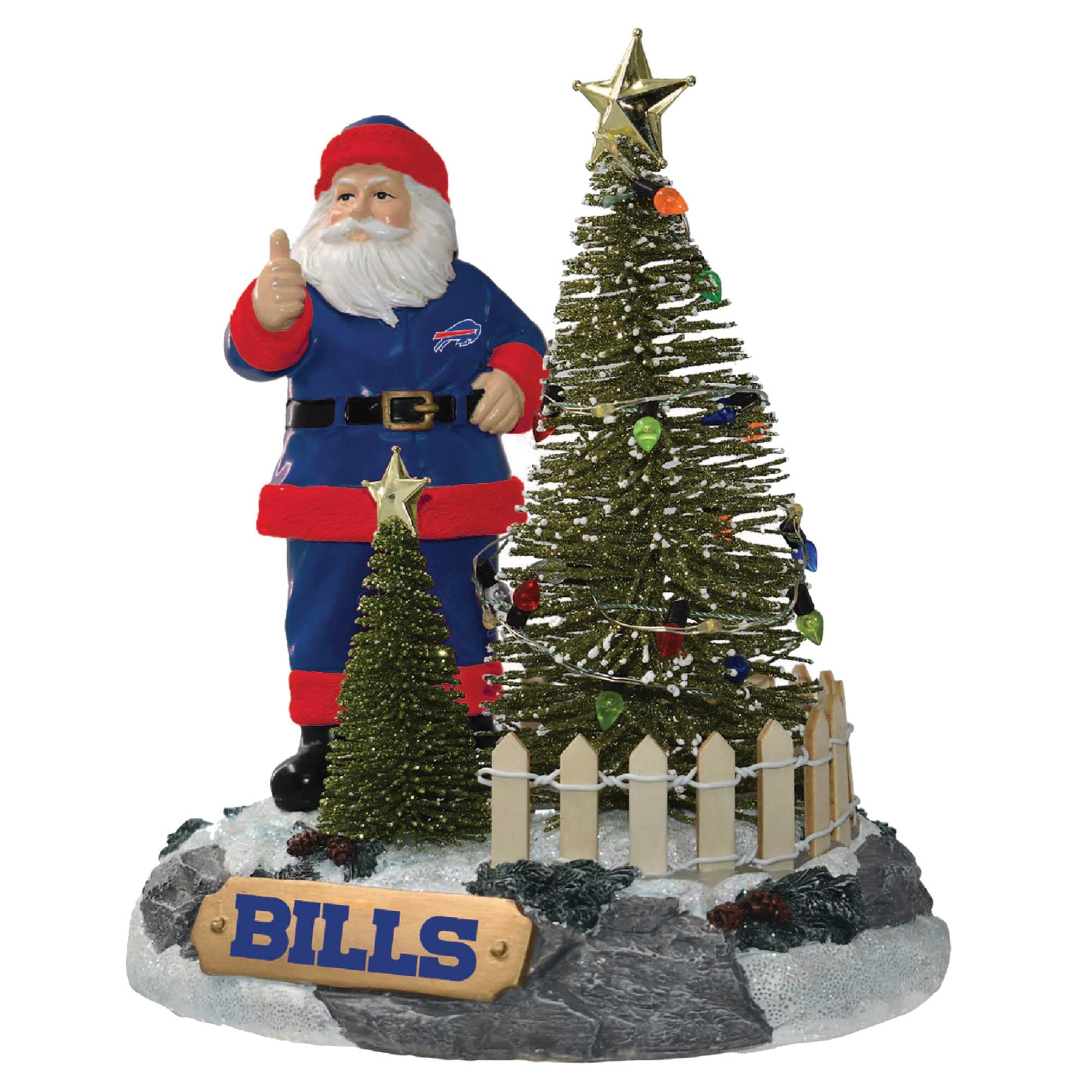 Front. The Memory Company - Buffalo Bills Santa Figurine with LED Tree - Multicolor.