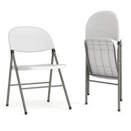 Emma + Oliver - Plastic Folding Chairs | Set of 2 Lightweight Folding Chairs - White