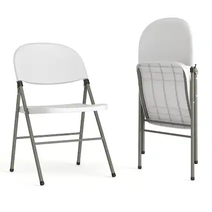 Front. Emma + Oliver - Plastic Folding Chairs | Set of 2 Lightweight Folding Chairs - White.
