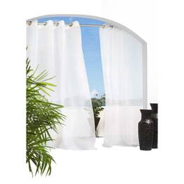 Commonwealth Home Fashions - Commonwealth Outdoor Decor Escape Voile Hook and Loop Tab Curtain Panel - 54x108" - White