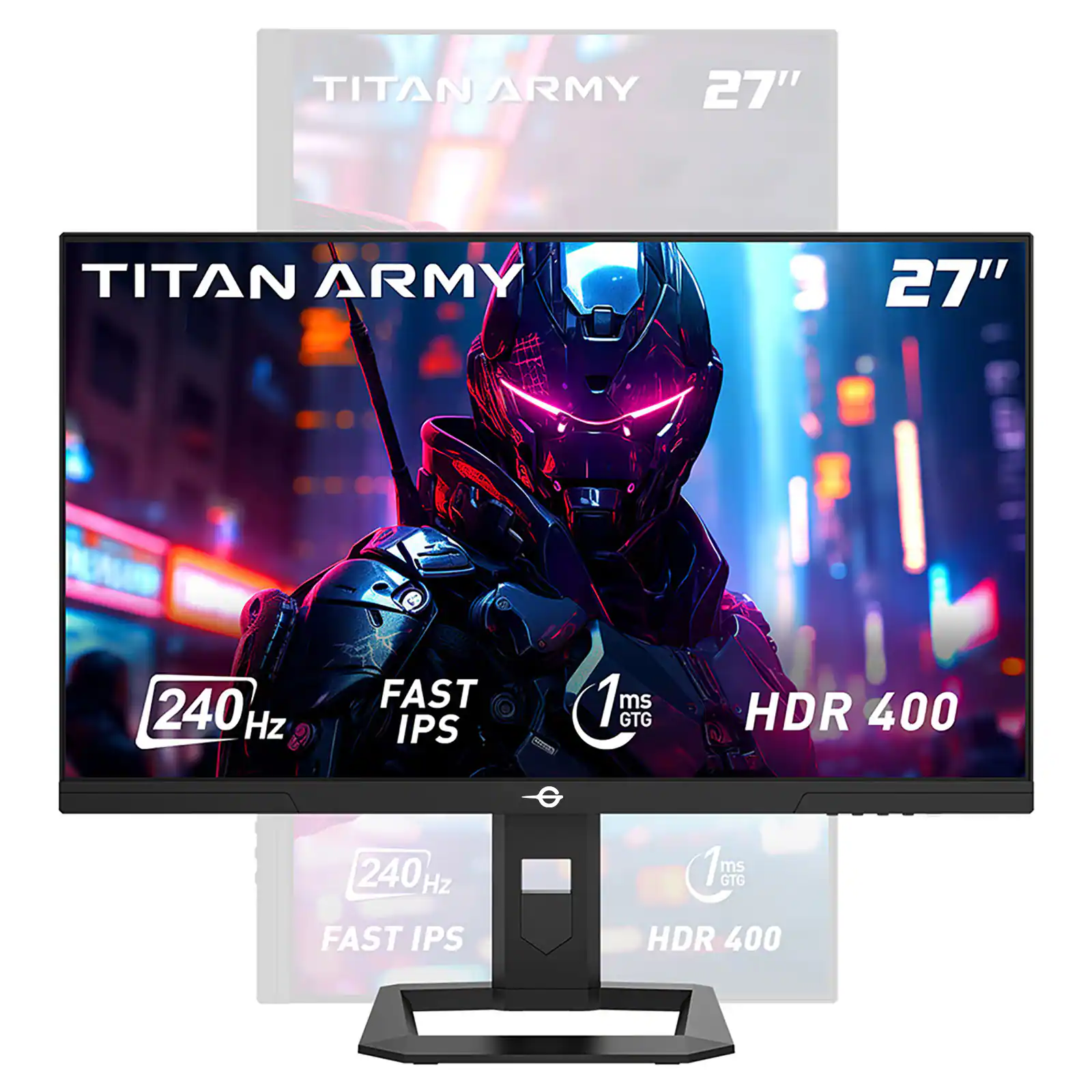 Titan-army - P2710S 27 Inch 2K Gaming Monitor, 240Hz Fast IPS, 1ms GTG, FreeSync, HDR400, 95% DCI-P3, 2x HDMI/DP, VESA Wall Mount - Black