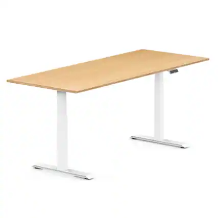 Front. FlexiSpot - FlexiSpot E7 72''W Electric Adjustable Standing Desk, Bamboo/White - Bamboo.