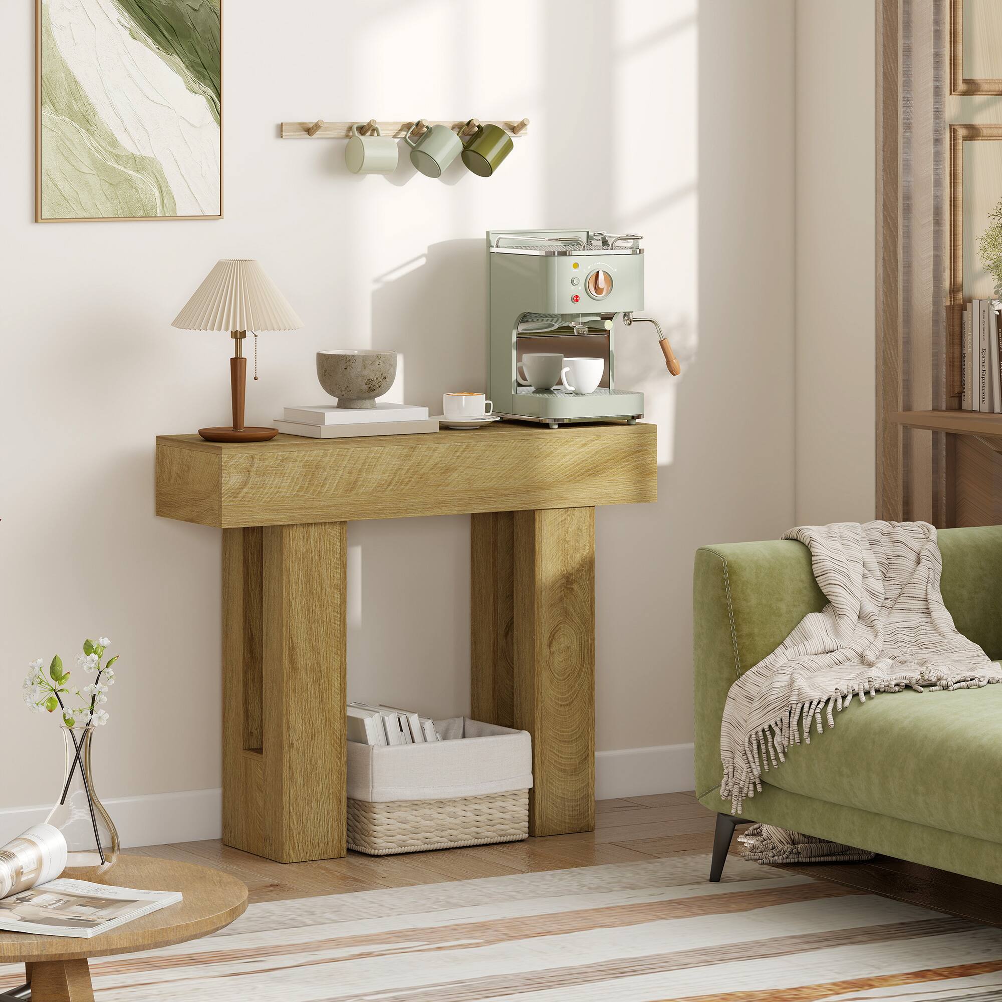 Alt View 7. Homcom - Inch Console Table, Sofa Table Behind the Couch with Thickened Tabletop for Living Room, Hallway - Oak.