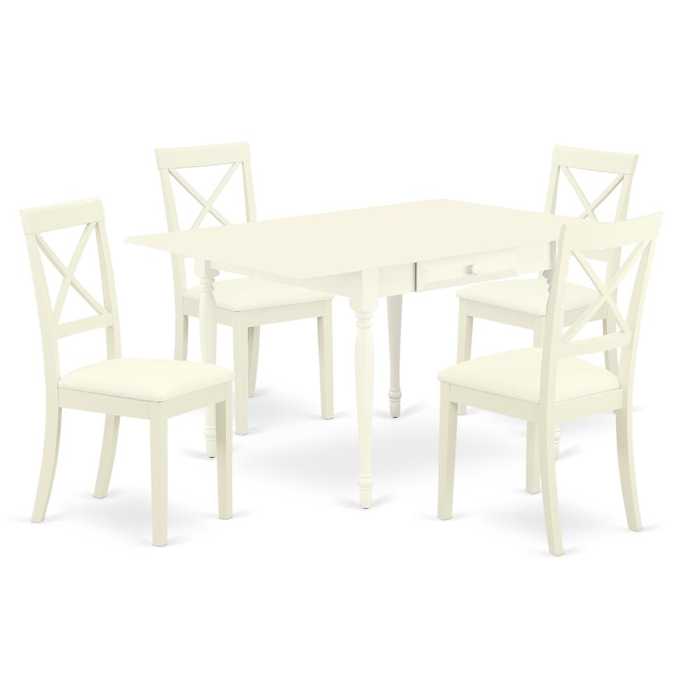Left. East West Furniture - Dining Room Set Linen White - Brown.