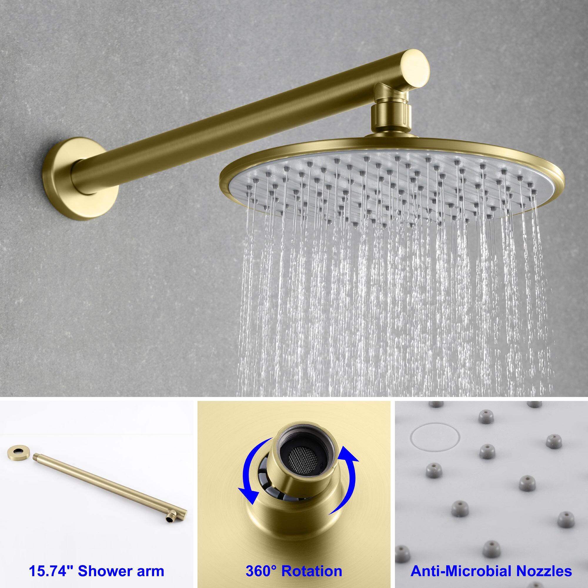 15.74" Shower arm  
360° Rotation  
Anti-Microbial Nozzles