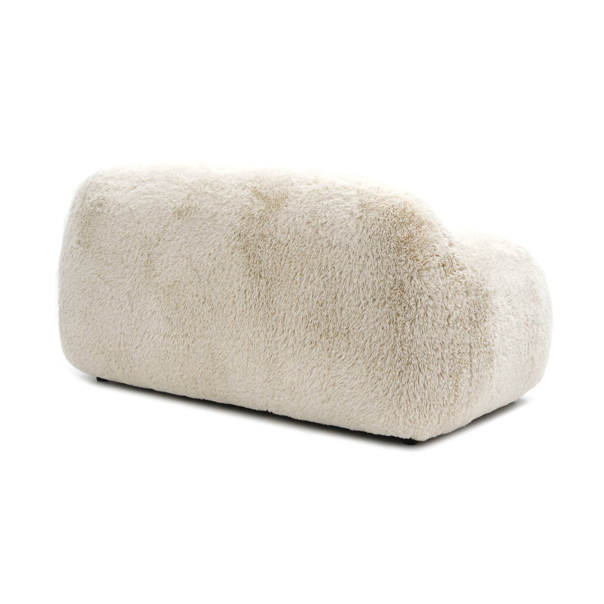 Alt View 2. Vaczon - Faux Fur Loveseat Sofa Cozy Shaggy Plush Chair for Home Apartment or Lounge Area with Accent Pillows - Sand.
