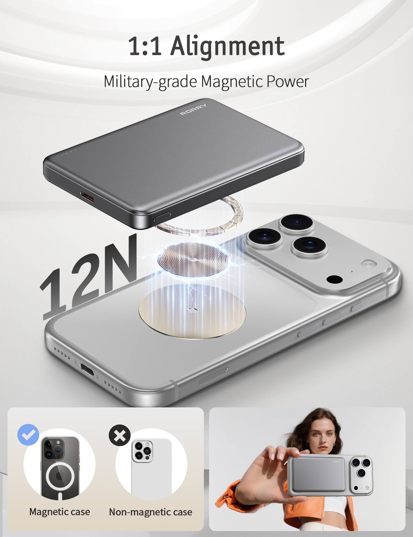 RORRY 10000mAh Magnetic Power Bank, 22.5W Wireless Portable Charger, 0. ...