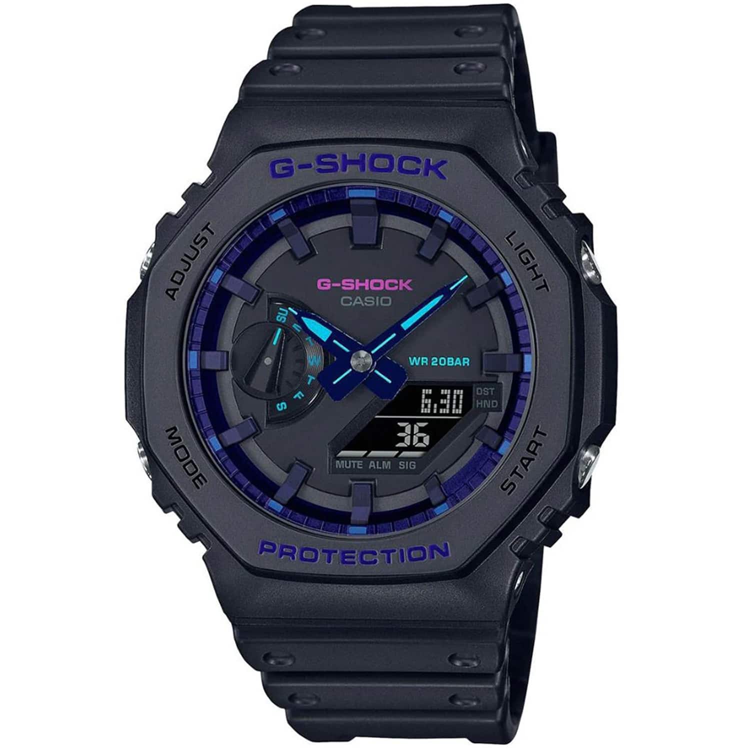 Casio Men's G Shock GA 2100 Series Dial Watch GA2100VB 1A Black