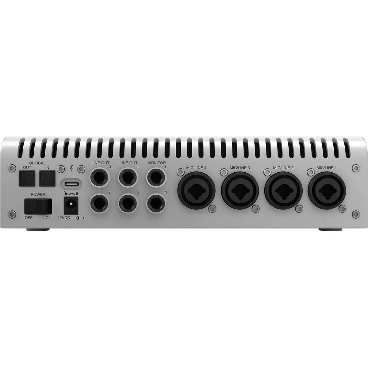 OPTICAL OUT IN  
LINE OUT 3  
LINE OUT 1  
MONITOR L  
MIC/LINE 4  
MIC/LINE 3  
MIC/LINE 2  
MIC/LINE 1  
POWER  
OFF ON  
12VDC