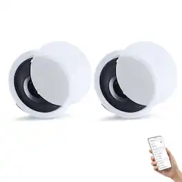 VEVOR - Bluetooth Ceiling Speakers, 8", In Ceiling & In-Wall Speaker System with Amplifier, 2-Way Flush Mount Speakers - White;Black