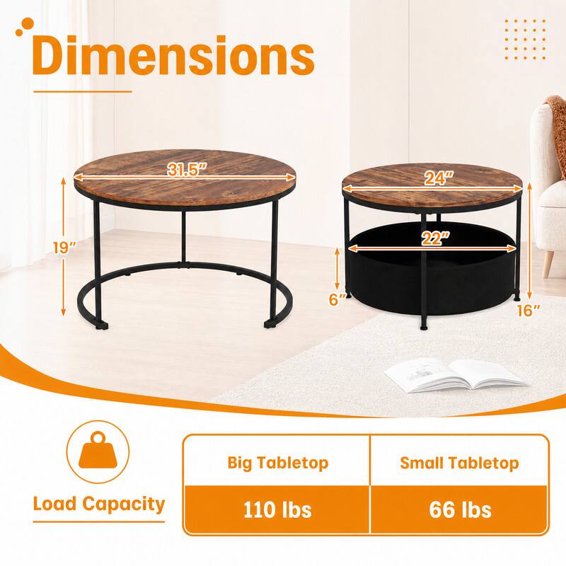 Dimensions
- 31.5"
- 24"
- 19"
- 22"
- 6"
- 16"

Big Tabletop
- Load Capacity: 110 lbs

Small Tabletop
- Load Capacity: 66 lbs