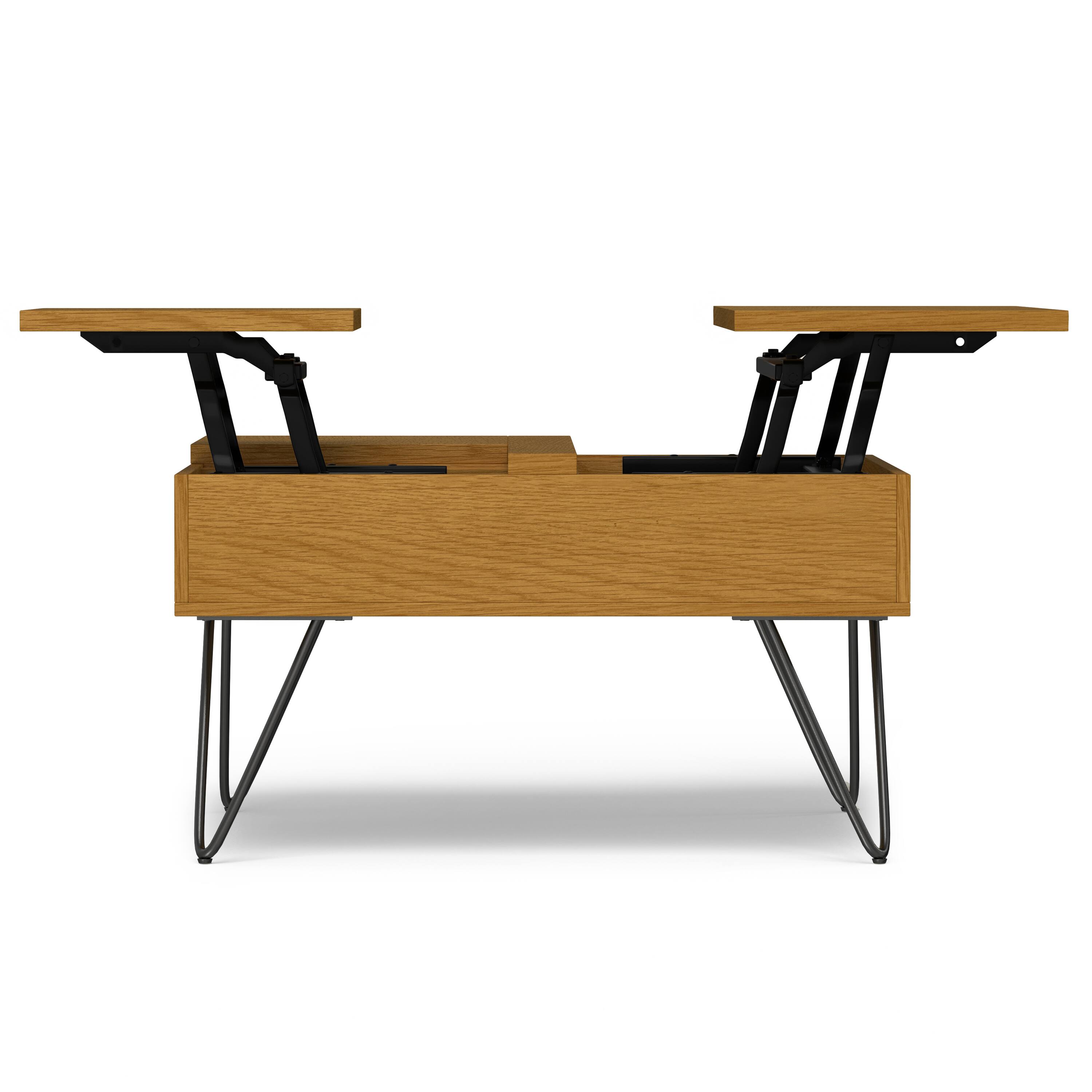 Alt View 6. Simpli Home - Hunter 32 inch Wide Solid Wood Lift Top Square Coffee Table in Oak - Oak.