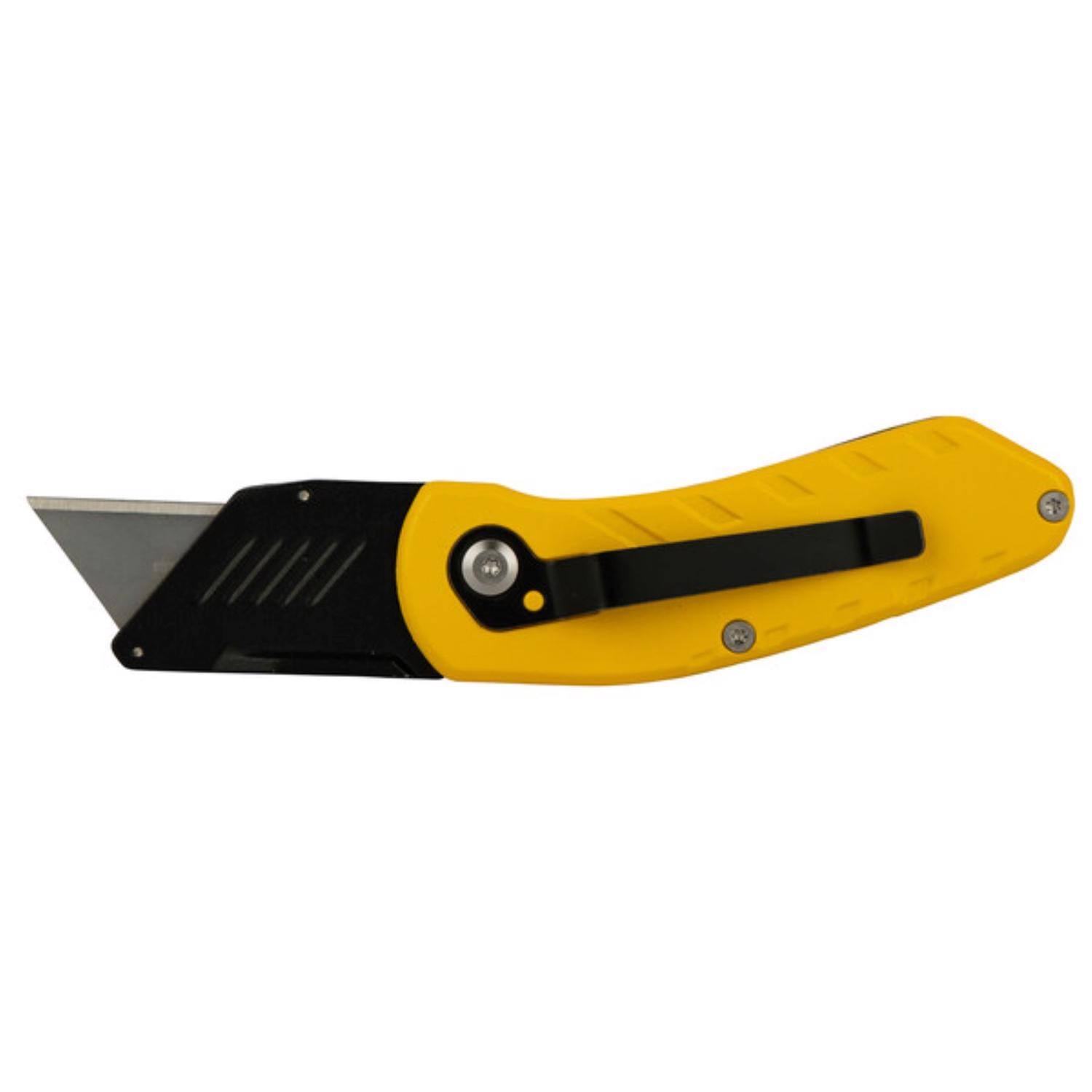 Left. Stanley - Stanley 4 in. Folding Compact Utility Knife Black/Yellow 1 pc.