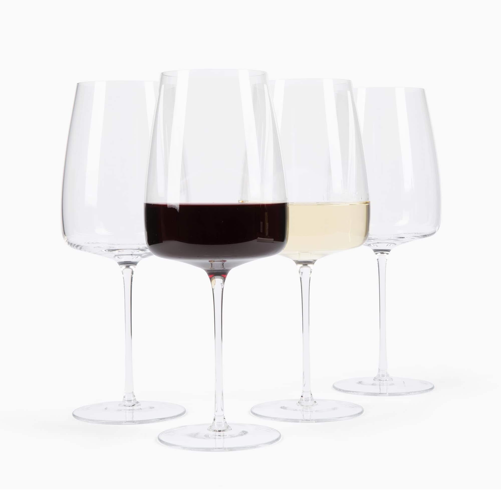 Larder & Vine - Set of 4 Tall 20.3 oz Wine Glasses, Handmade in Poland from Lead-Free Crystal - Clear