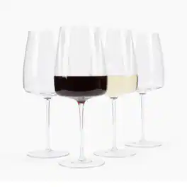 Larder & Vine - Set of 4 Tall 20.3 oz Wine Glasses, Handmade in Poland from Lead-Free Crystal - Clear