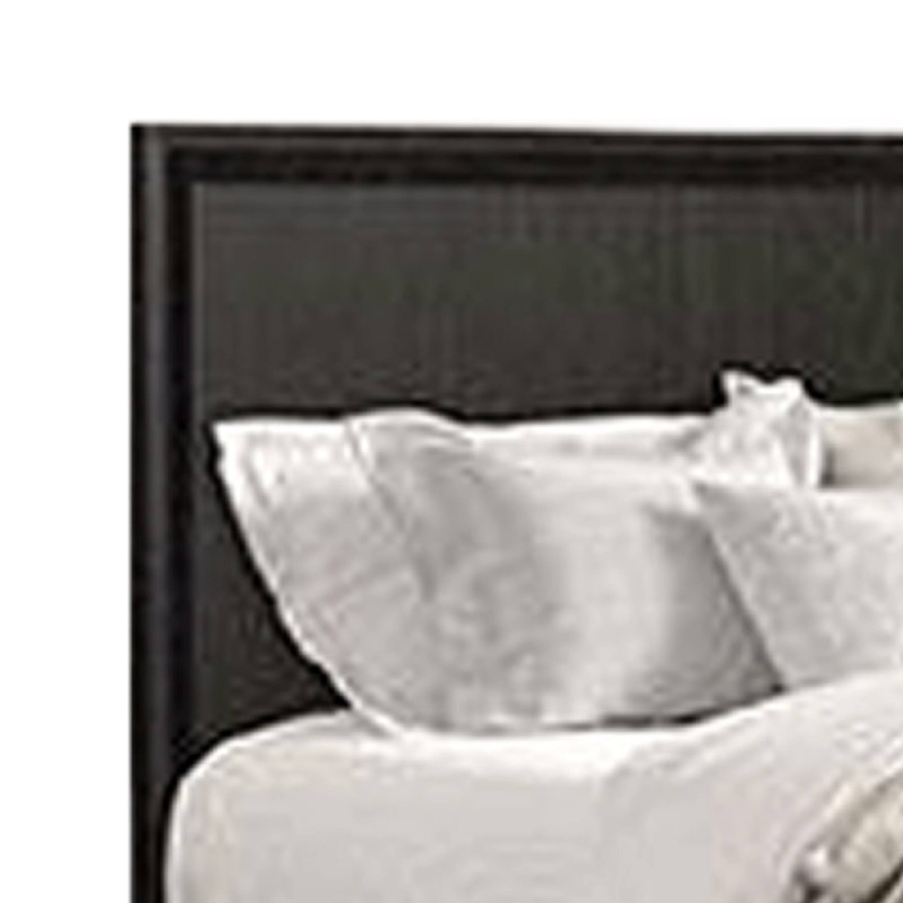 Alt View 2. Manhattan Lane - Kaira Queen Size Bed, Metal Accents, Espresso Brown Solid Rubberwood - Espresso Brown, Black.