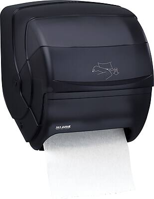 Front. San Jamar - Integra Lever Roll Towel Dispenser - Pearl Blue.