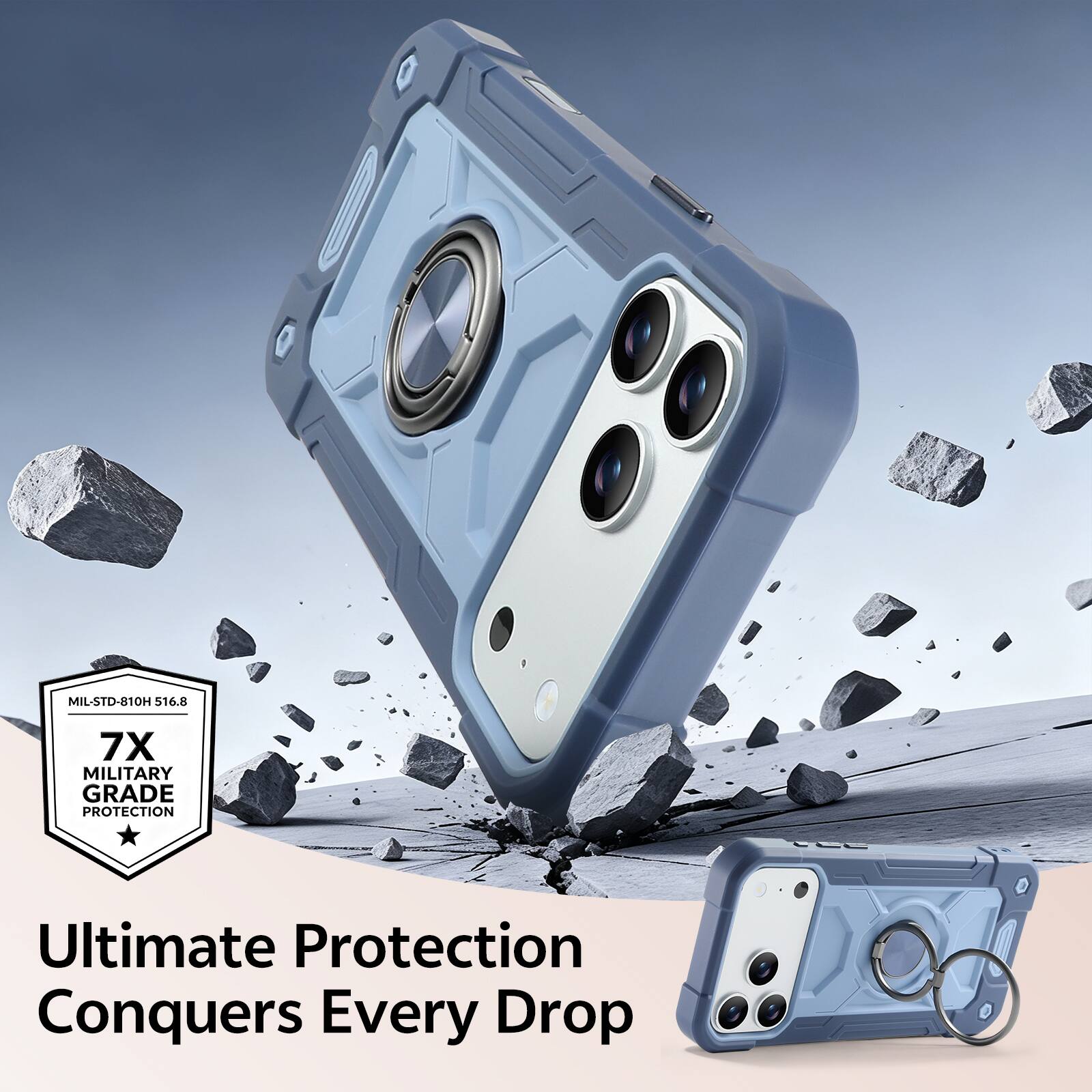 MIL-STD-810H 516.8 7X MILITARY GRADE PROTECTION Ultimate Protection Conquers Every Drop