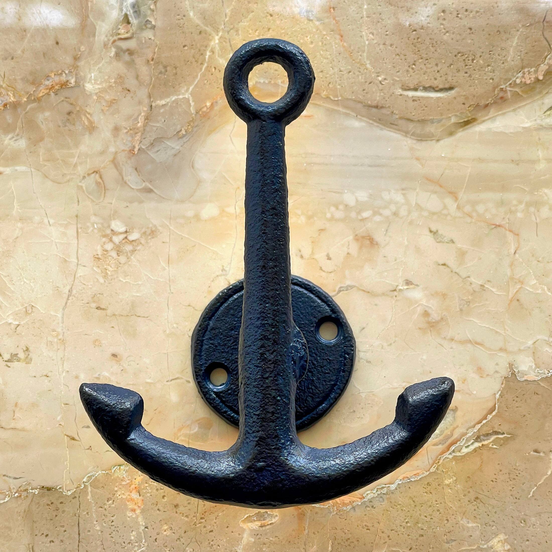 Alt View 3. Things2Die4 - Set of 3 Navy Cast Iron Anchor Wall Hooks Nautical Coat Towel Hat Hangers Décor - Navy.