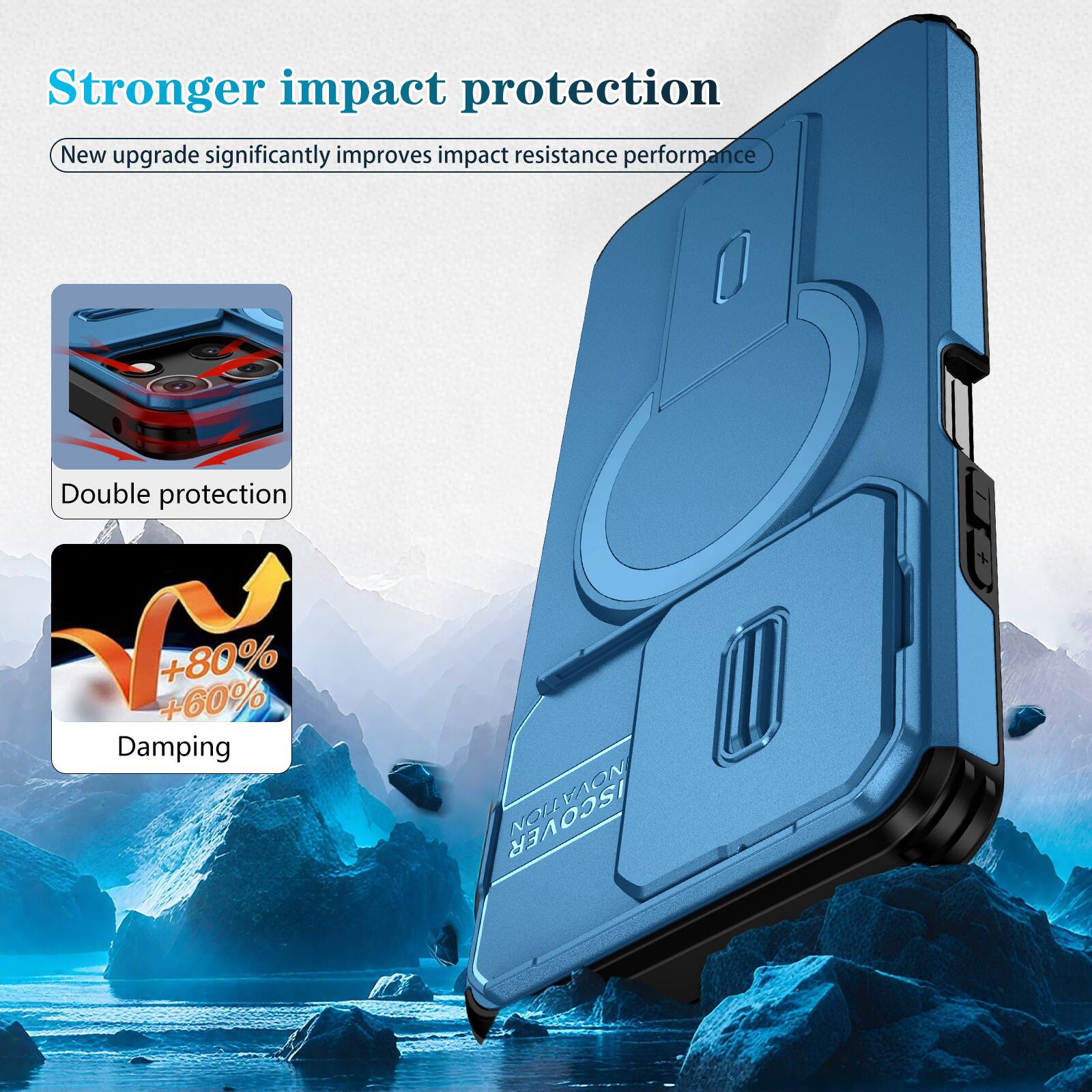 Stronger impact protection  
New upgrade significantly improves impact resistance performance  
Double protection  
+80% +60% Damping  
VAON SCOVER NOL